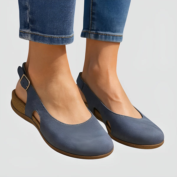 Women's Breathable Leather Summer Flats With Cork Insole