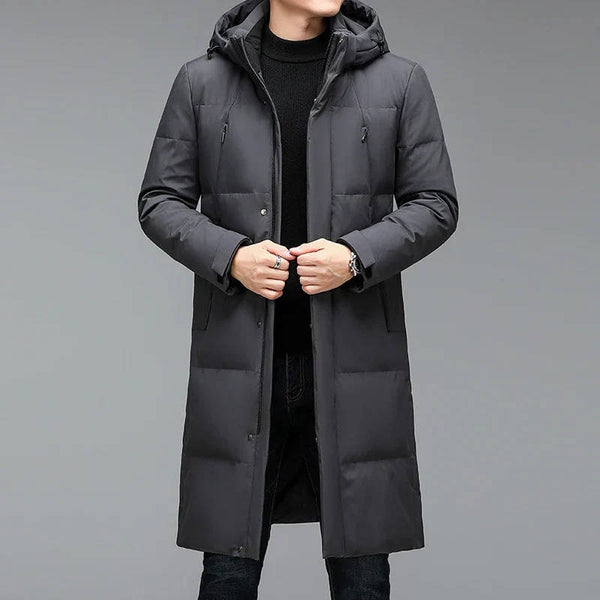 Mens Longline Puffer Jacket with Hood