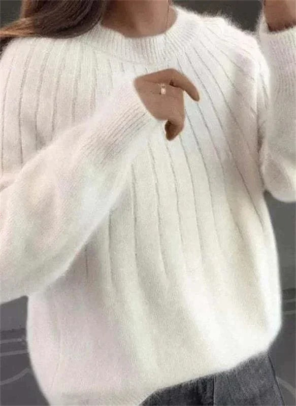 Women's Mohair Sweater With Ribbed Texture
