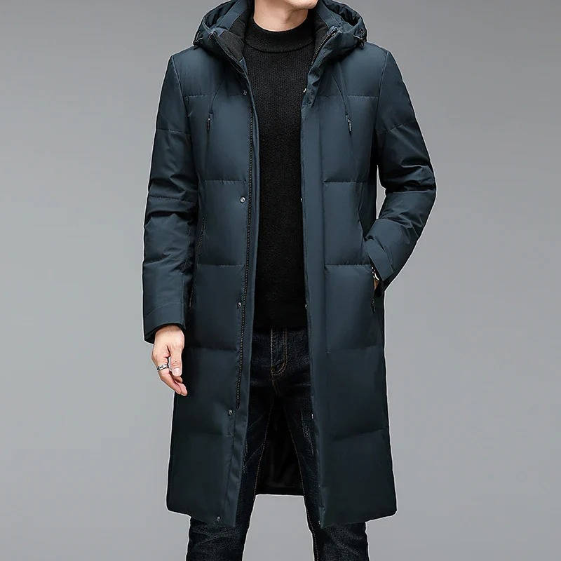 Mens Longline Puffer Jacket with Hood