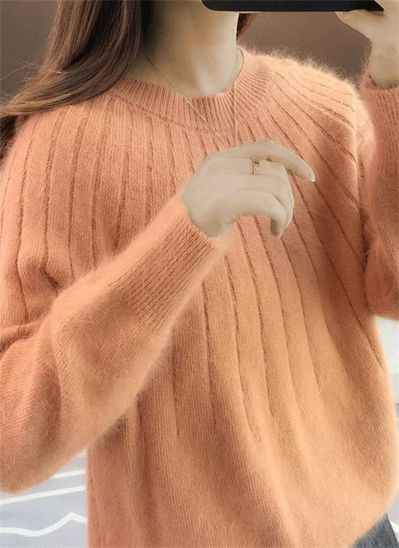 Women's Mohair Sweater With Ribbed Texture
