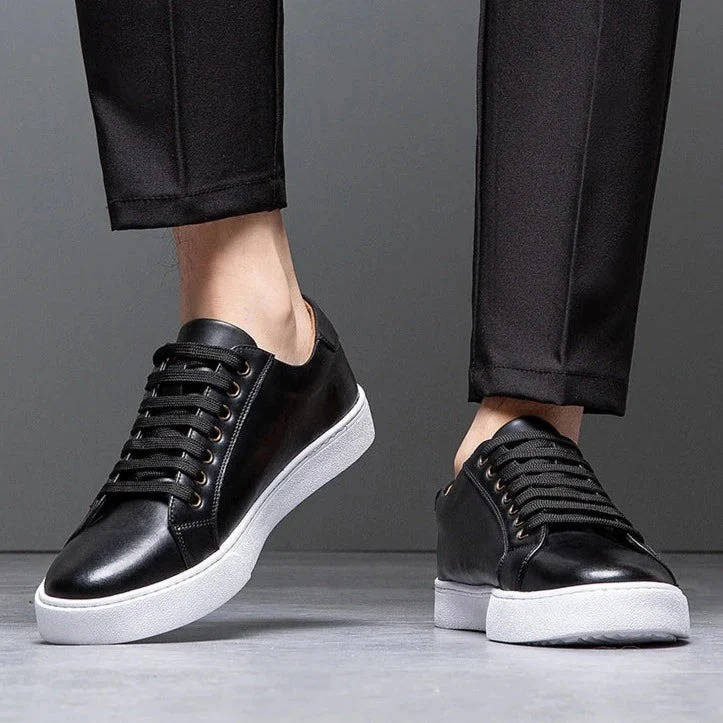 Mens Low-Top Genuine Leather Sneakers