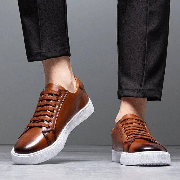 Mens Low-Top Genuine Leather Sneakers
