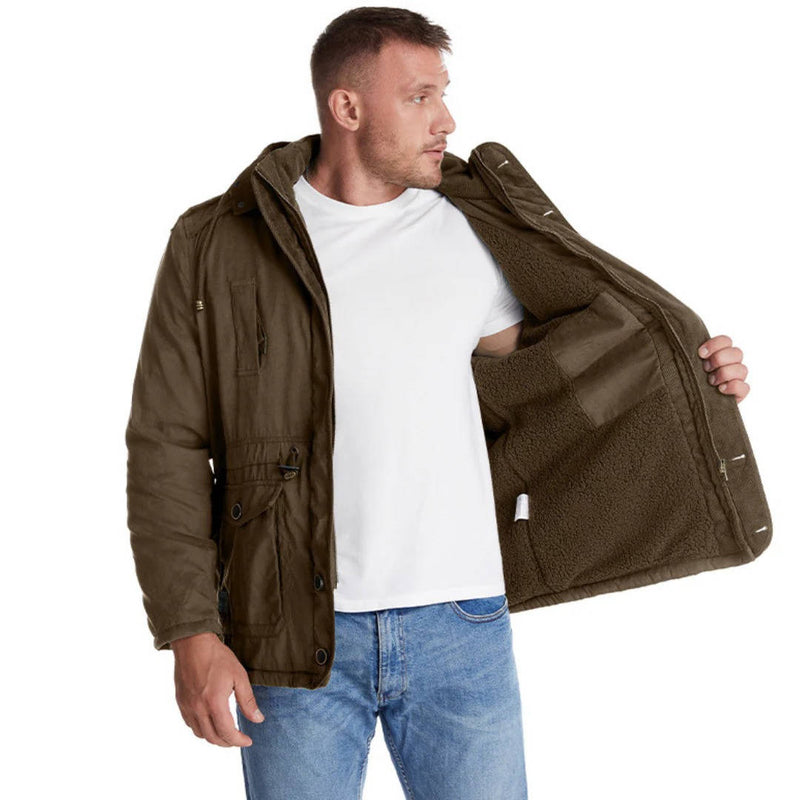 Men's Insulated Winter Parka Jacket With Hood - Windproof Coat