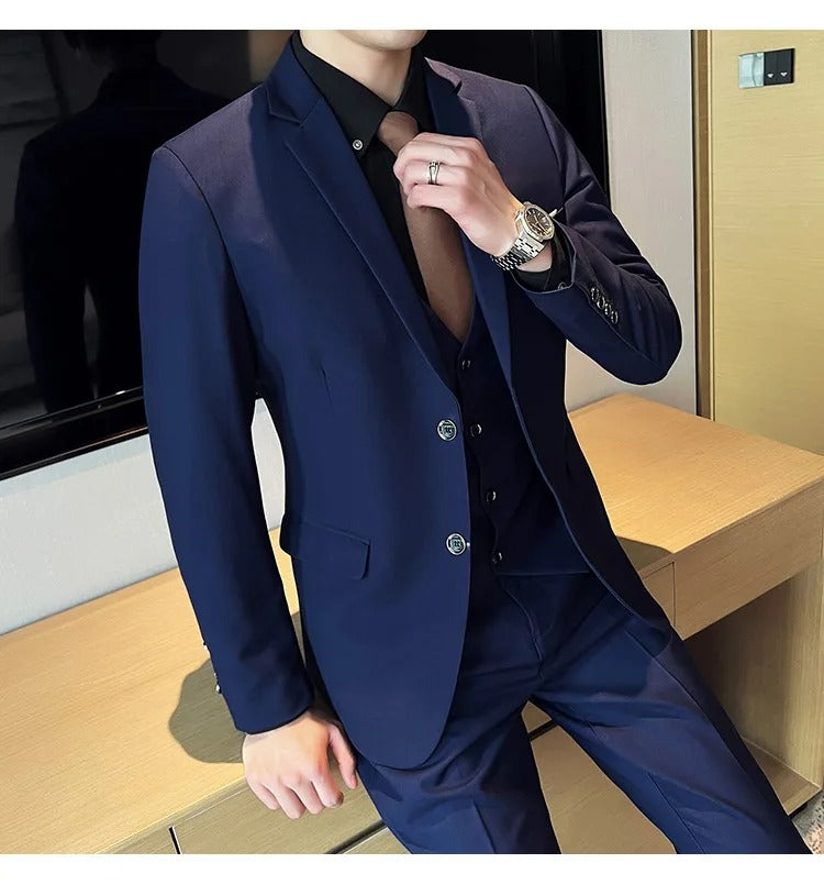 Men's Slim Fit Three Piece Suit For Business And Formal Events