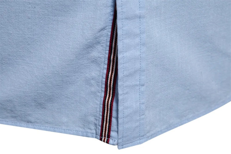 Slim Fit Mandarin Collar Button Down Shirt For Men