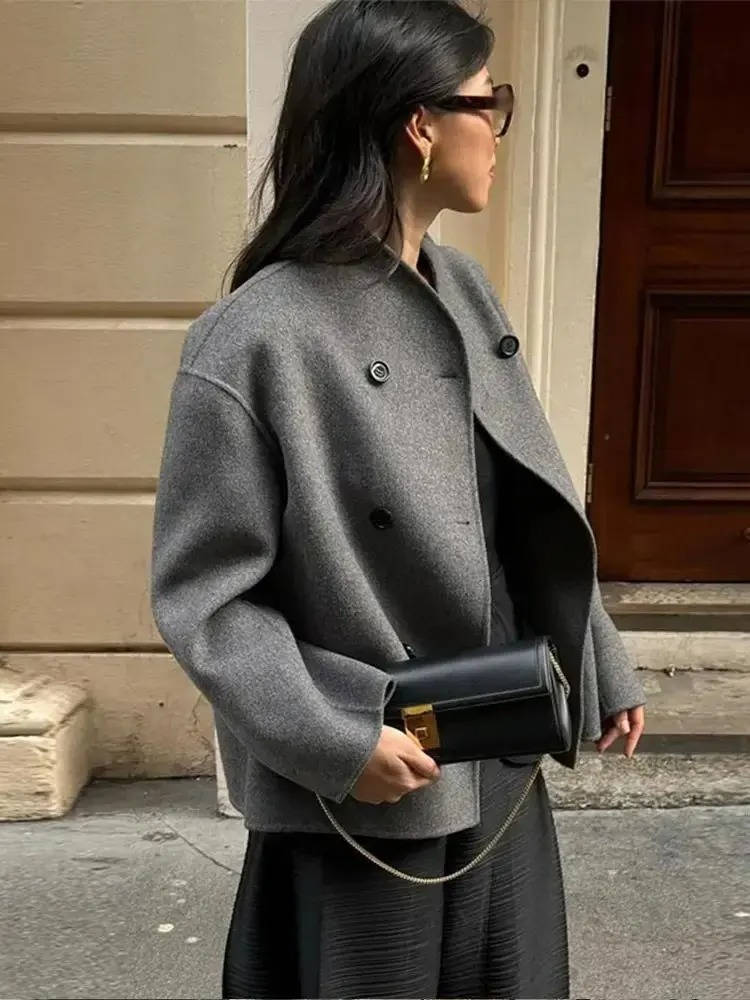 Women's Cropped Wool Peacoat