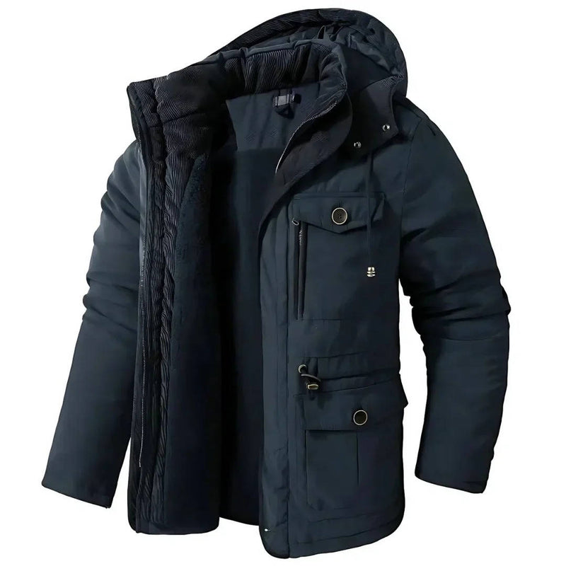 Men's Insulated Winter Parka Jacket With Hood - Windproof Coat