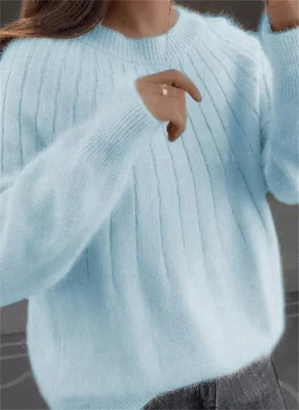 Women's Mohair Sweater With Ribbed Texture