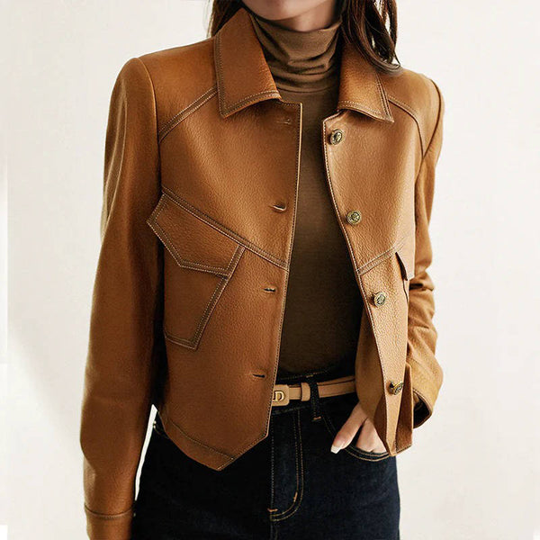 Cropped Leather Jacket Womens