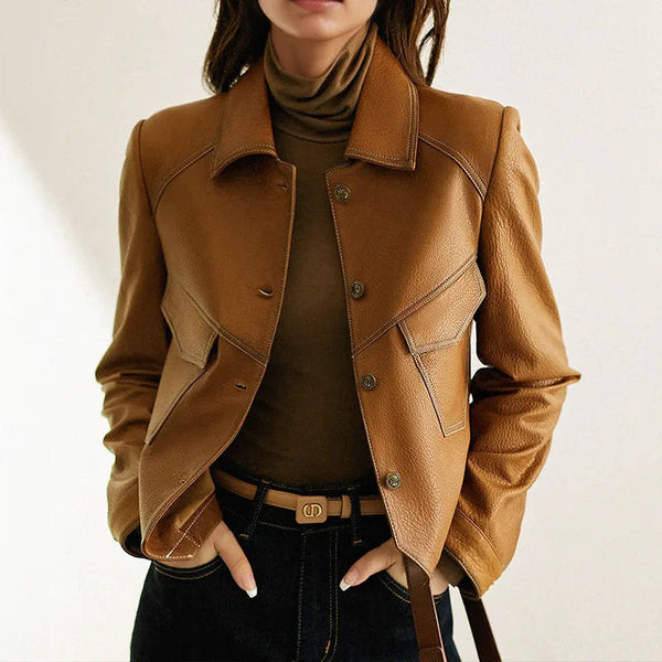 Cropped Leather Jacket Womens