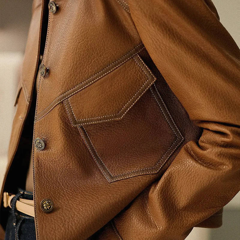 Cropped Leather Jacket Womens