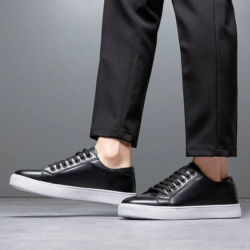 Mens Low-Top Genuine Leather Sneakers