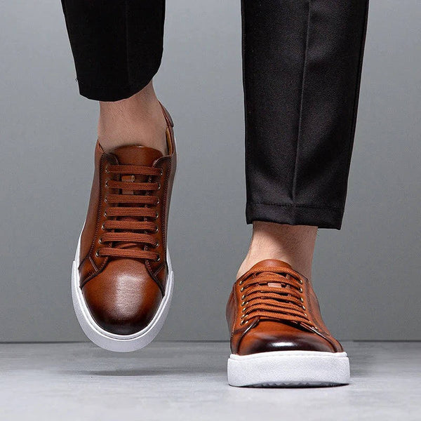Mens Low-Top Genuine Leather Sneakers