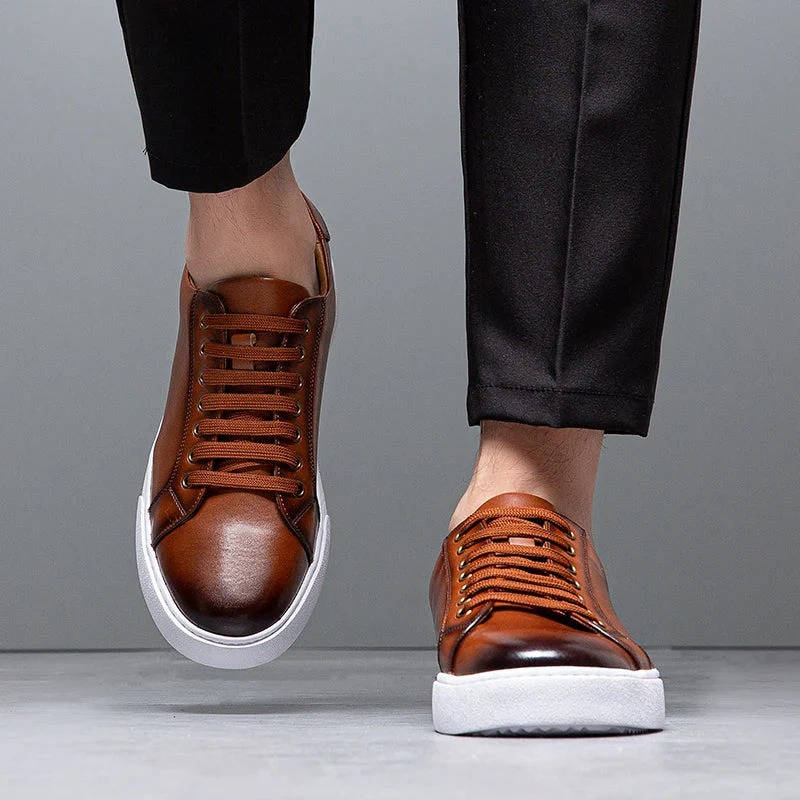 Mens Low-Top Genuine Leather Sneakers