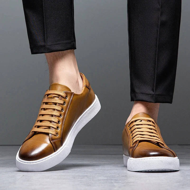 Mens Low-Top Genuine Leather Sneakers