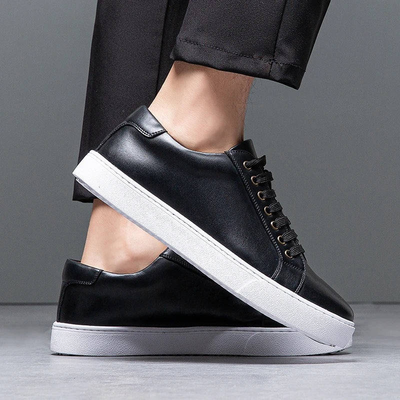 Mens Low-Top Genuine Leather Sneakers