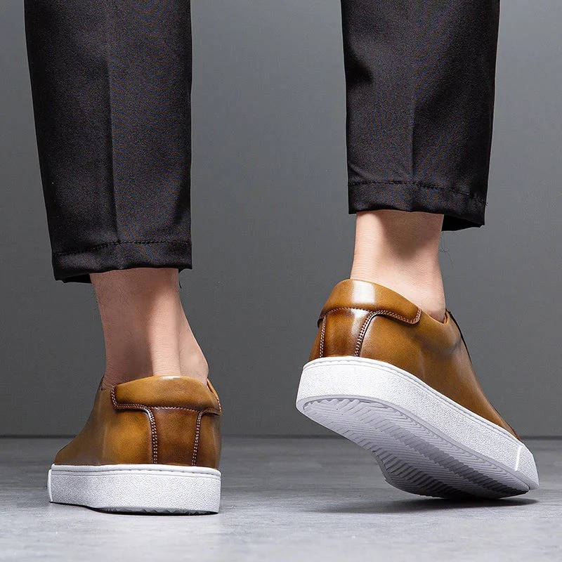 Mens Low-Top Genuine Leather Sneakers