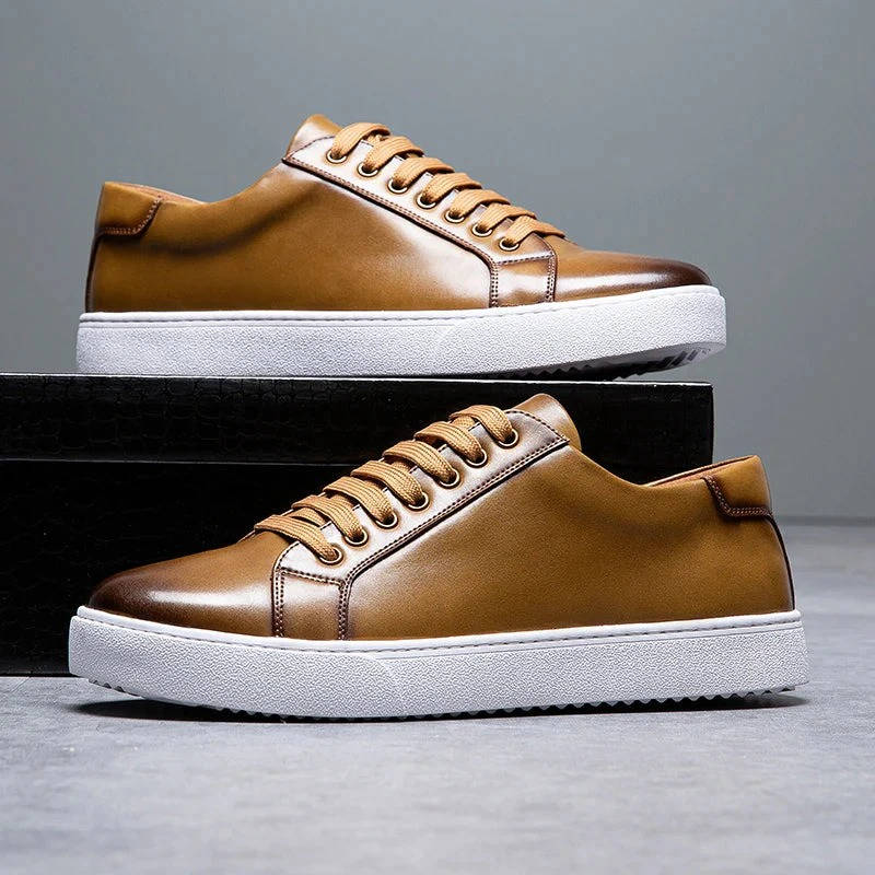 Mens Low-Top Genuine Leather Sneakers