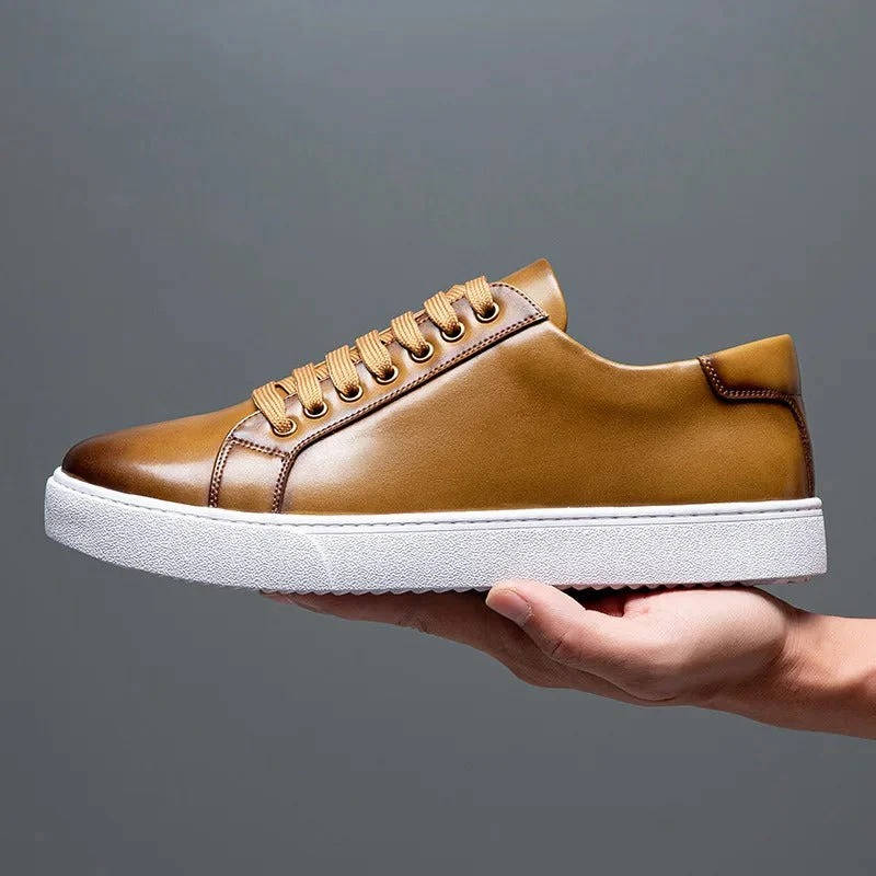 Mens Low-Top Genuine Leather Sneakers