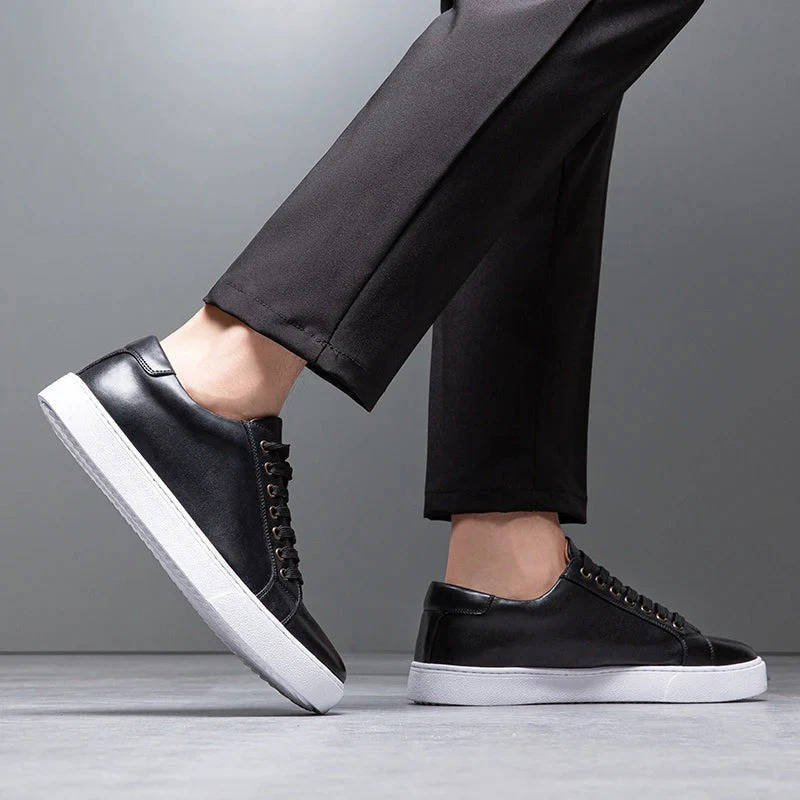 Mens Low-Top Genuine Leather Sneakers