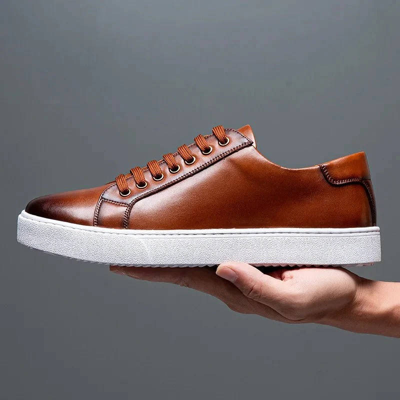 Mens Low-Top Genuine Leather Sneakers