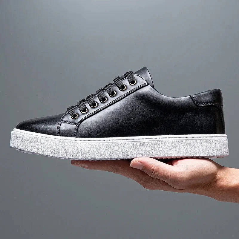 Mens Low-Top Genuine Leather Sneakers