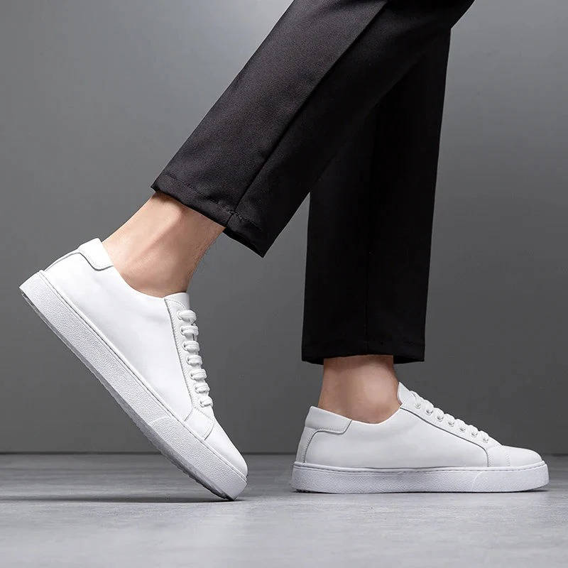 Mens Low-Top Genuine Leather Sneakers