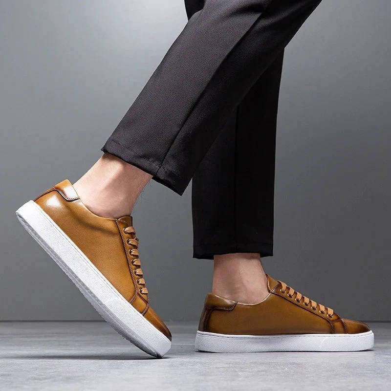 Mens Low-Top Genuine Leather Sneakers
