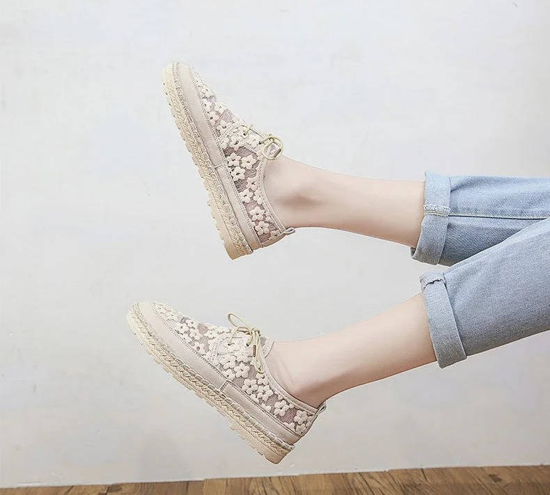 Women's Floral Lace Espadrille Sneakers