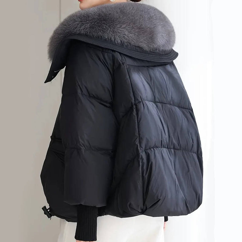 Women's Puffer Jacket with Fur Collar