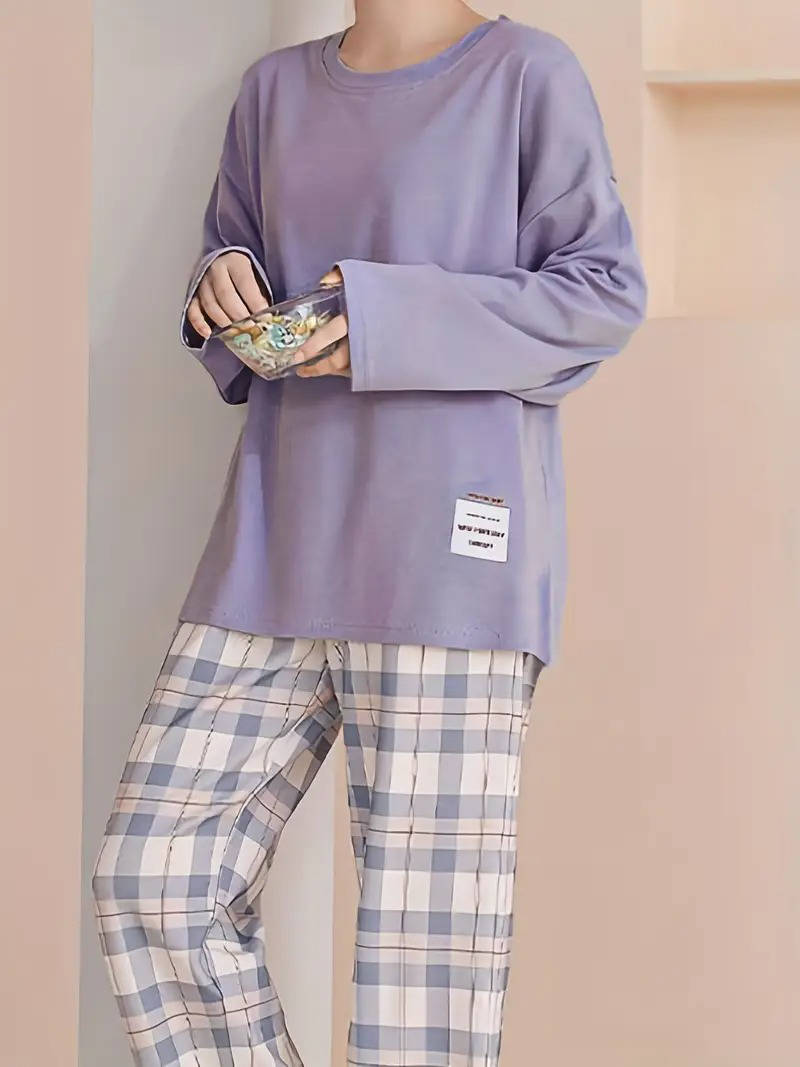 Womens Plaid Pants Pajama Set