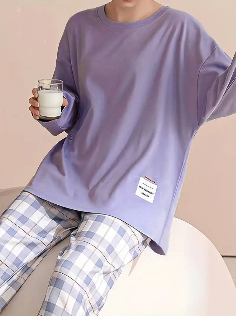 Womens Plaid Pants Pajama Set