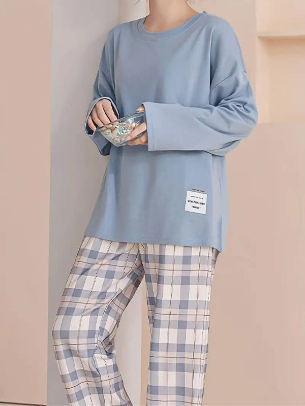 Womens Plaid Pants Pajama Set