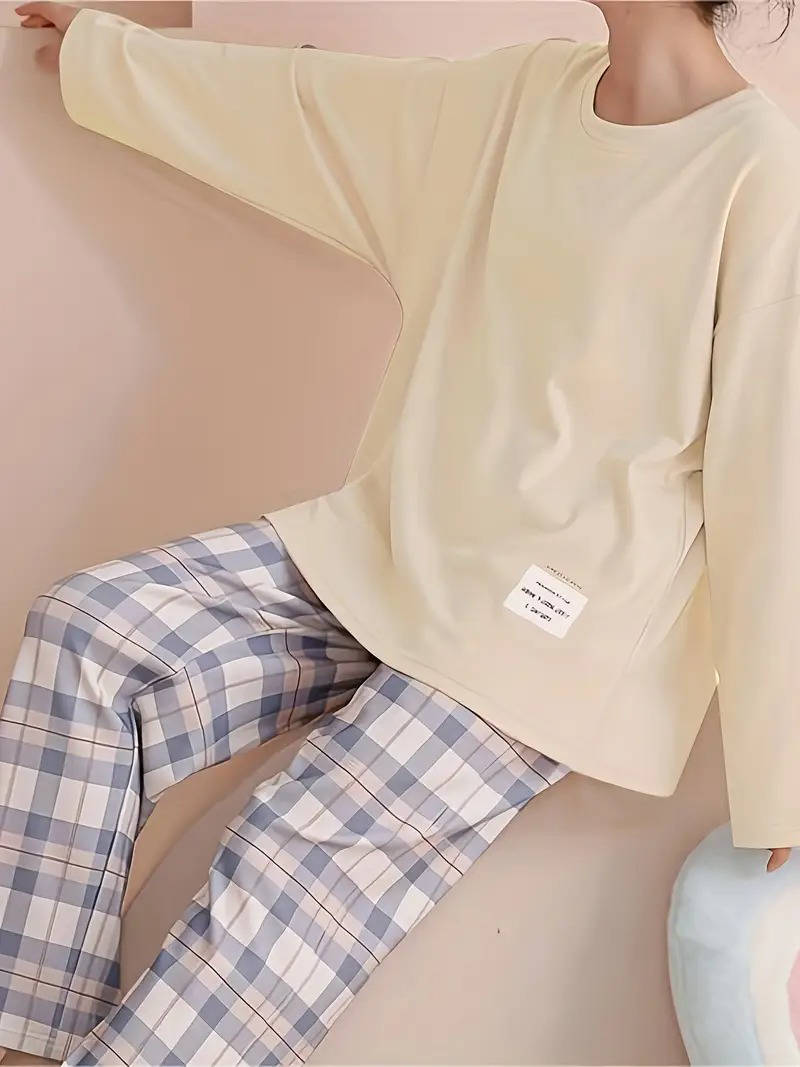 Womens Plaid Pants Pajama Set