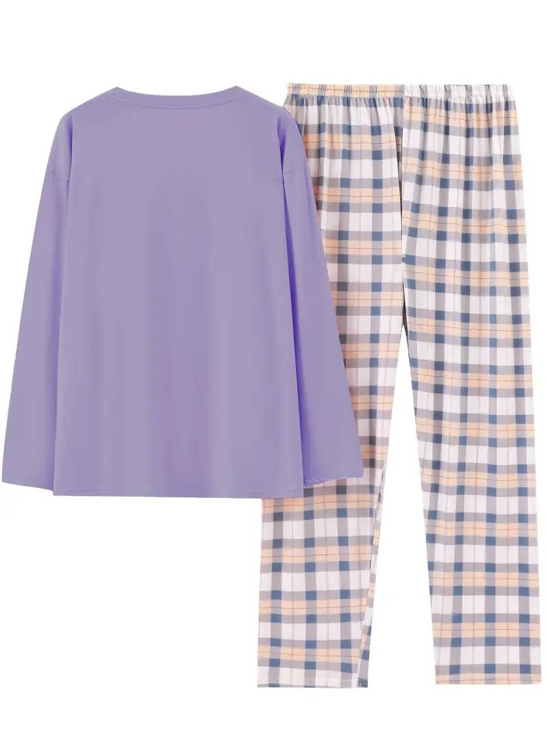 Womens Plaid Pants Pajama Set