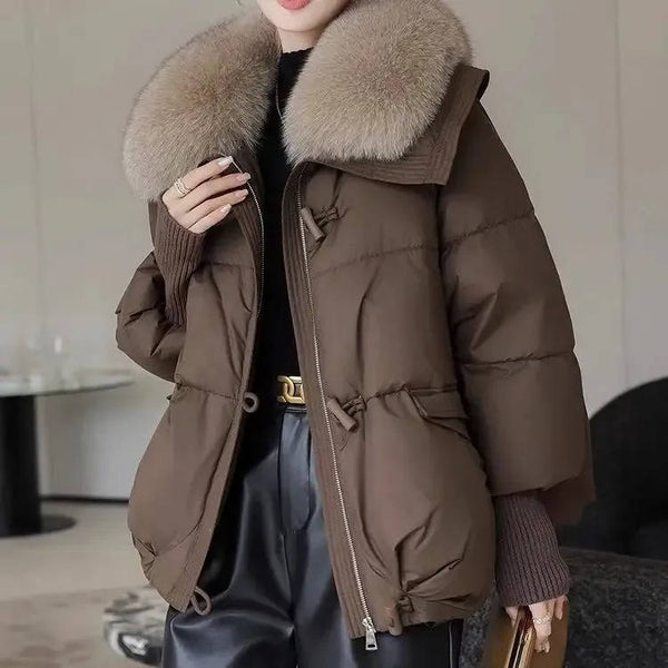 Women's Puffer Jacket with Fur Collar