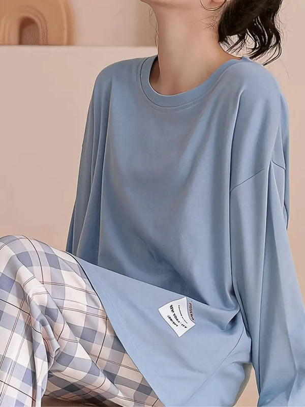 Womens Plaid Pants Pajama Set