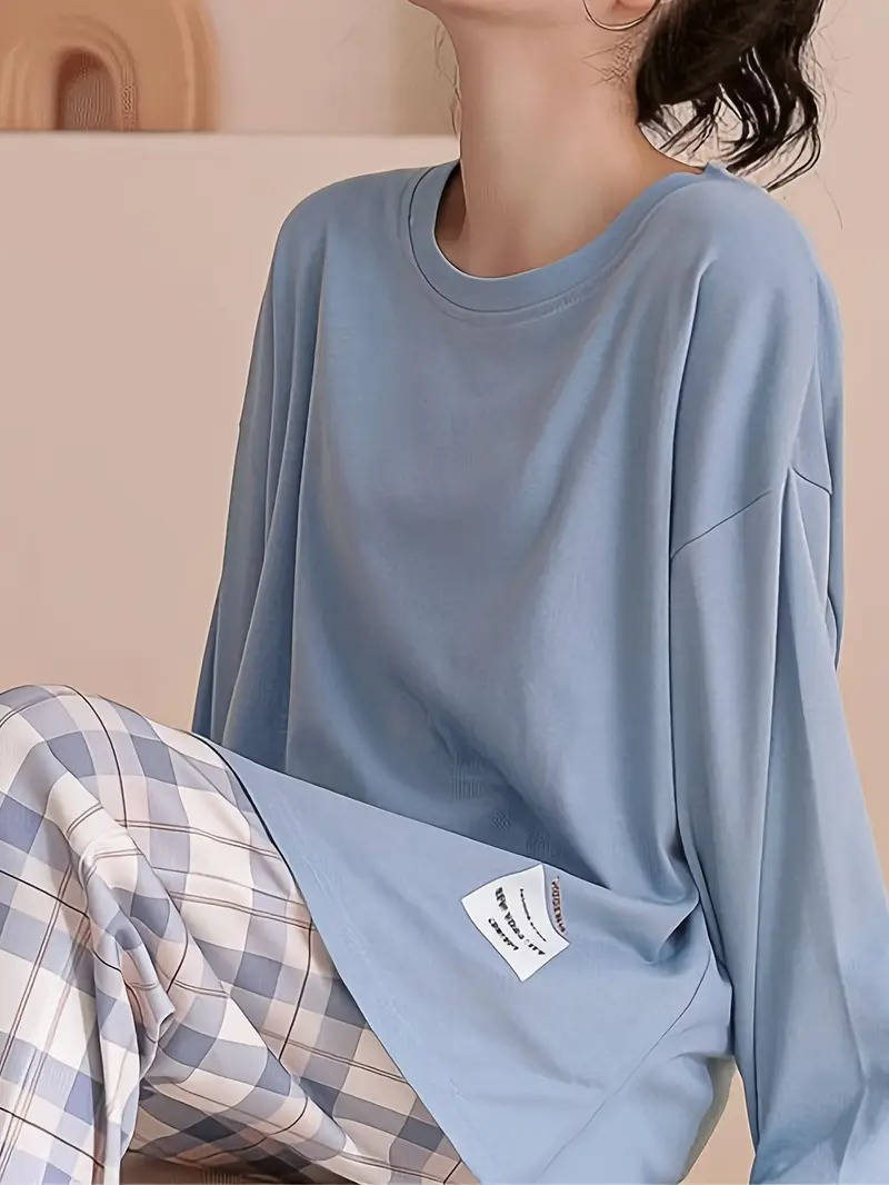 Womens Plaid Pants Pajama Set
