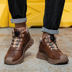Men's Steel Toe Leather Dial Closure Work Boots