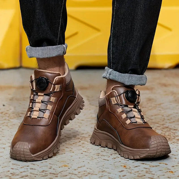 Men's Steel Toe Leather Dial Closure Work Boots