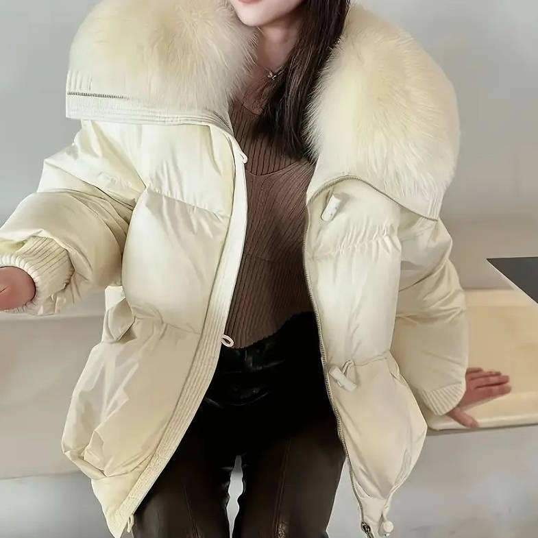 Women's Puffer Jacket with Fur Collar