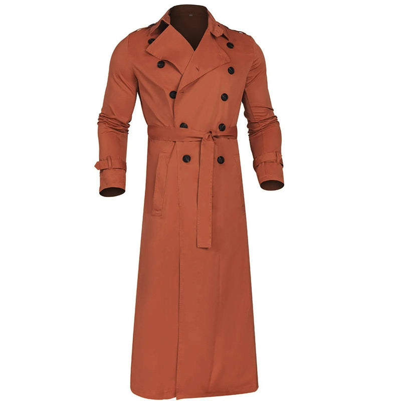 Men's Double Breasted Trench Coat Long & Waterproof