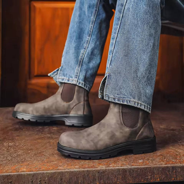 High Ruggedness Men's Slip on Chelsea Boots & Ankle High & Rugged Lug Sole ...