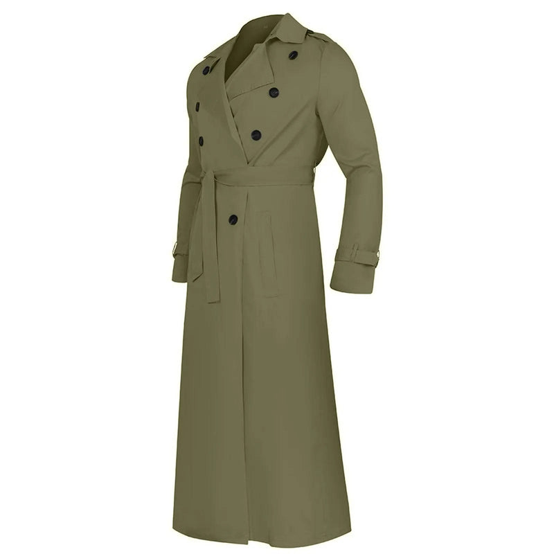 Men's Double Breasted Trench Coat Long & Waterproof
