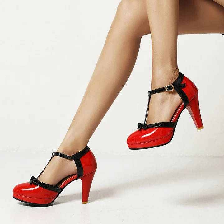 T Strap Heels Closed Toe