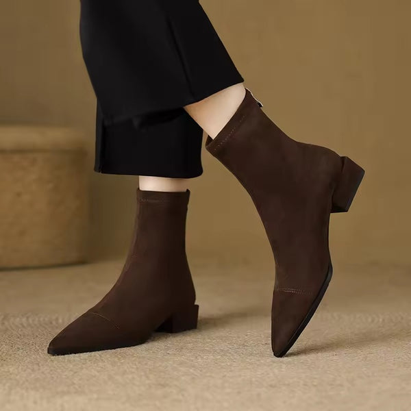 Women's Suede Ankle Boots Low Heel