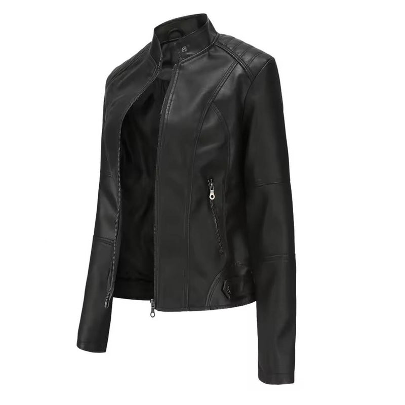 Slim Fit Leather Jacket Women