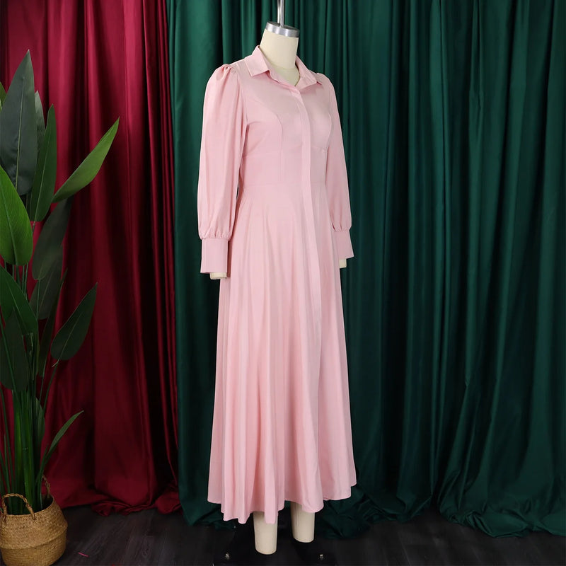 Women Casual Button Long Sleeve Dresses