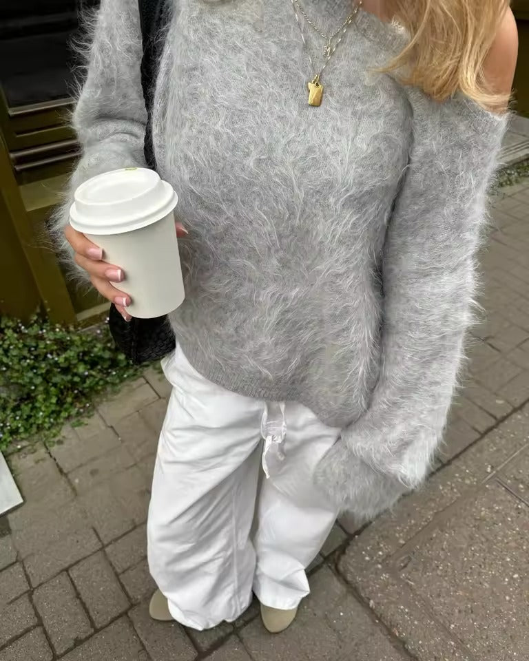 Women's Cropped Fluffy Fur Sweater